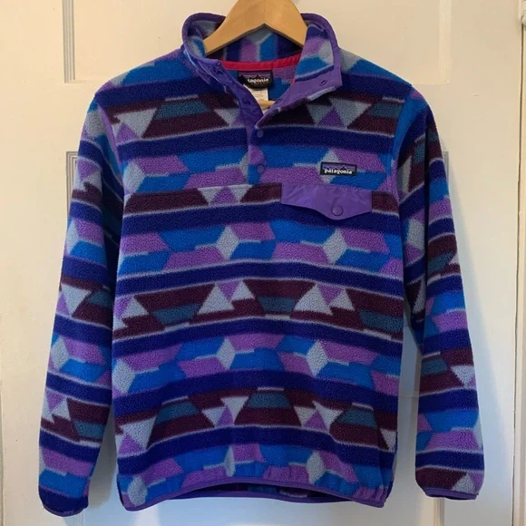 Patagonia Lightweight Synchilla Snap-T Fleece Pullover Purple Blue Aztec print - Picture 4 of 17
